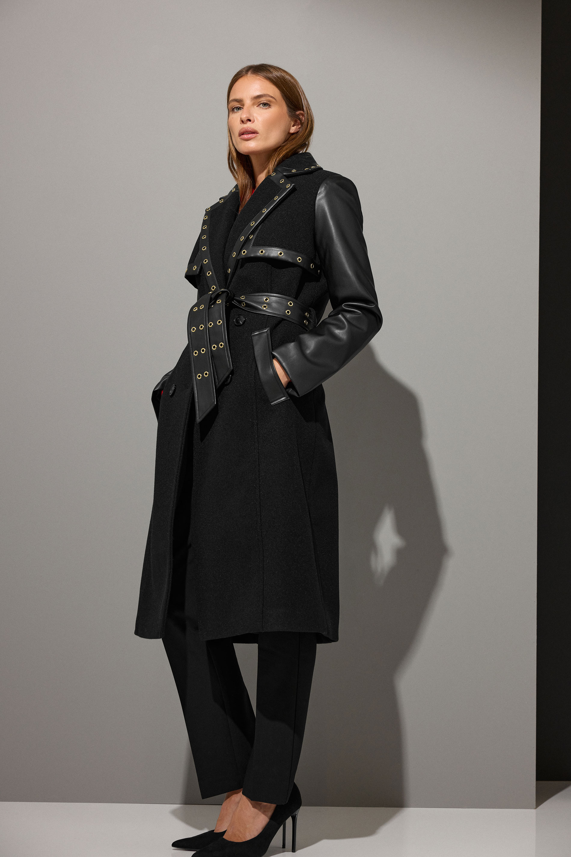 STAR Black Faux Leather Trim Coat | StarByJM 1
