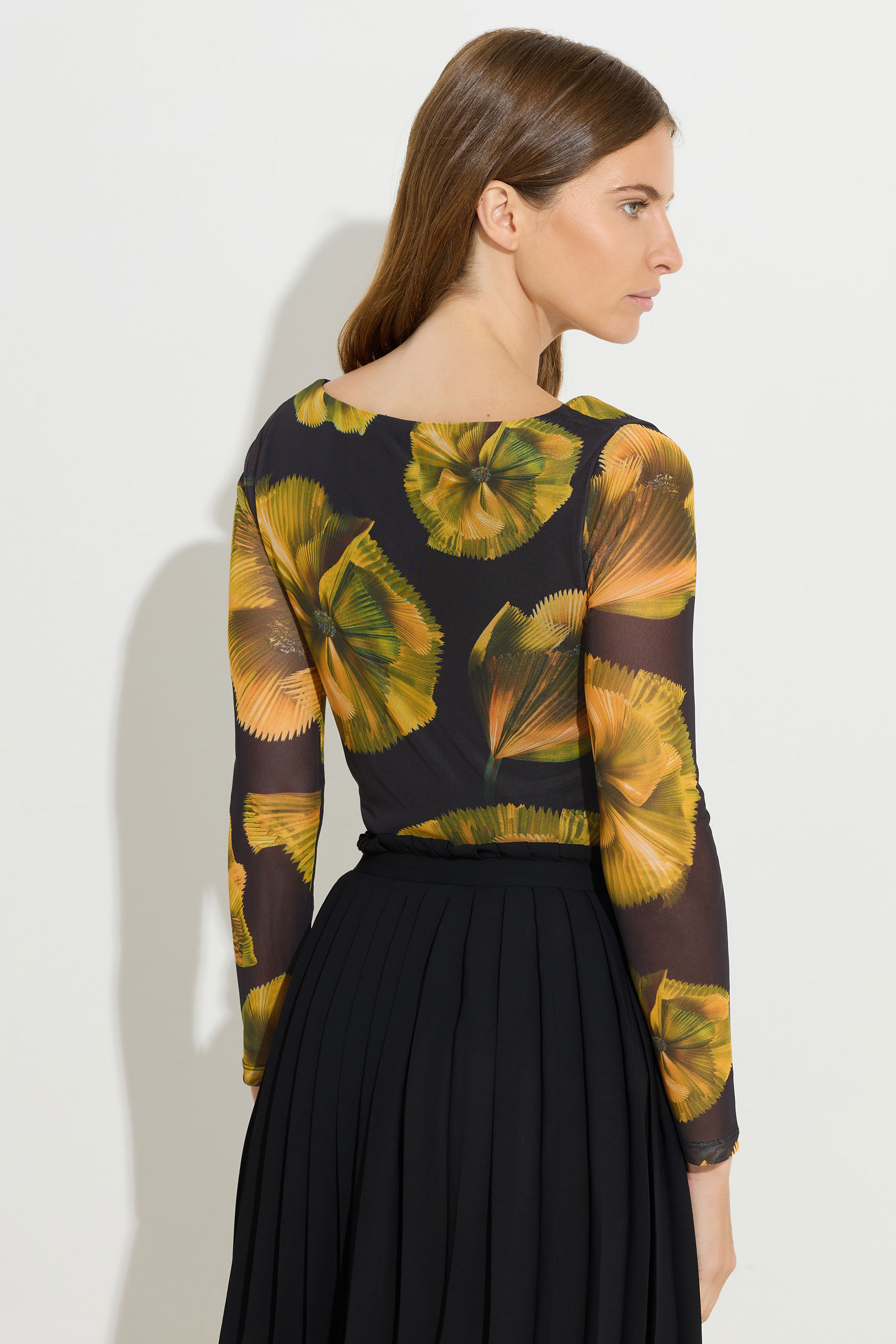 STAR Yellow Floral Square Neck Mesh Top | StarByJM 5