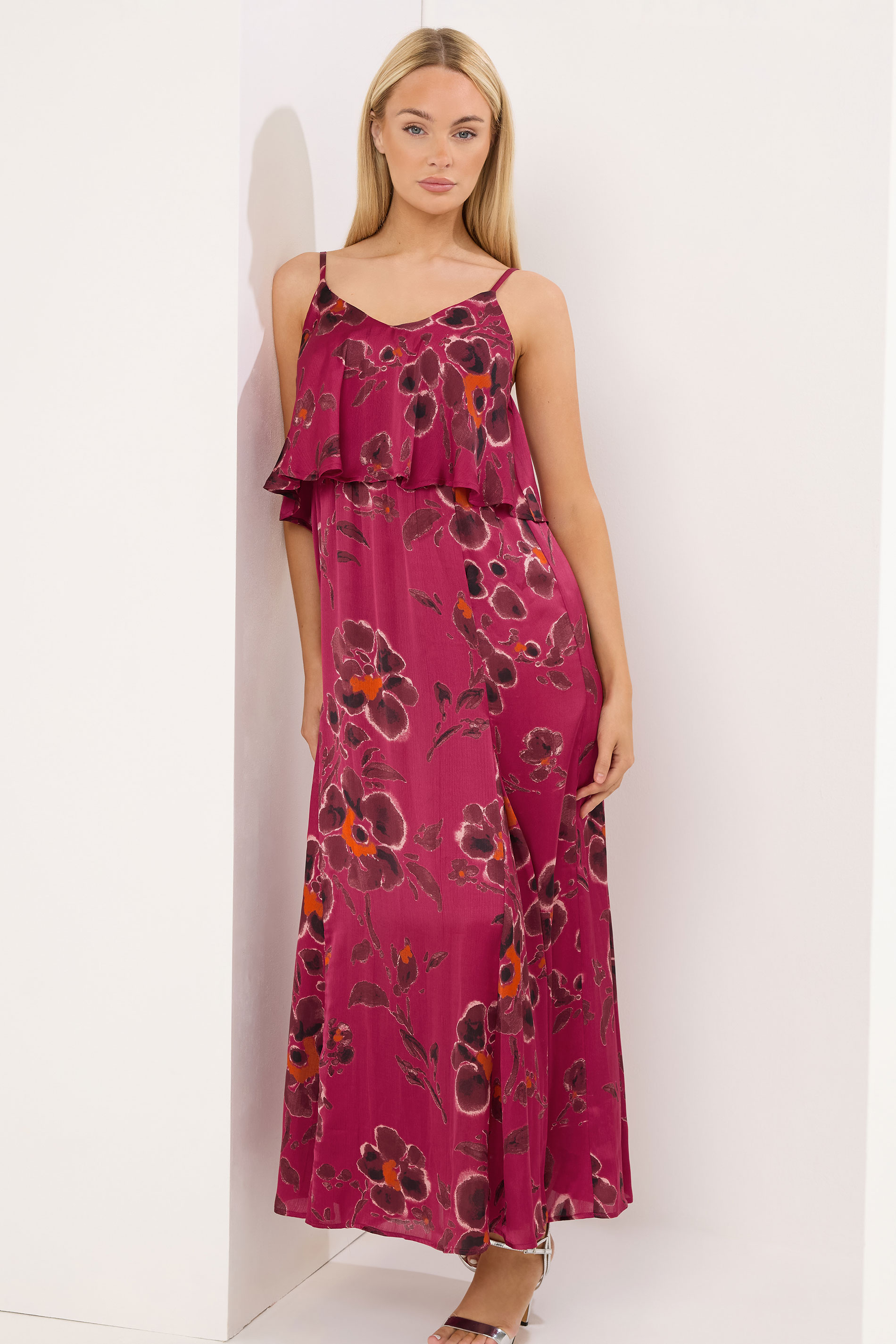 STAR Red Floral Satin Maxi Dress | StarByJM 1