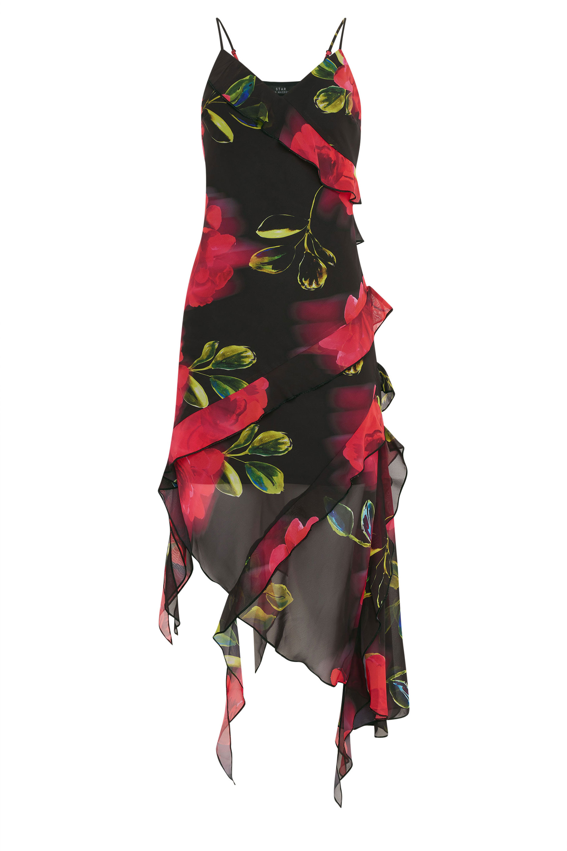 STAR Black Floral Ruffle Midi Dress | StarByJM 5