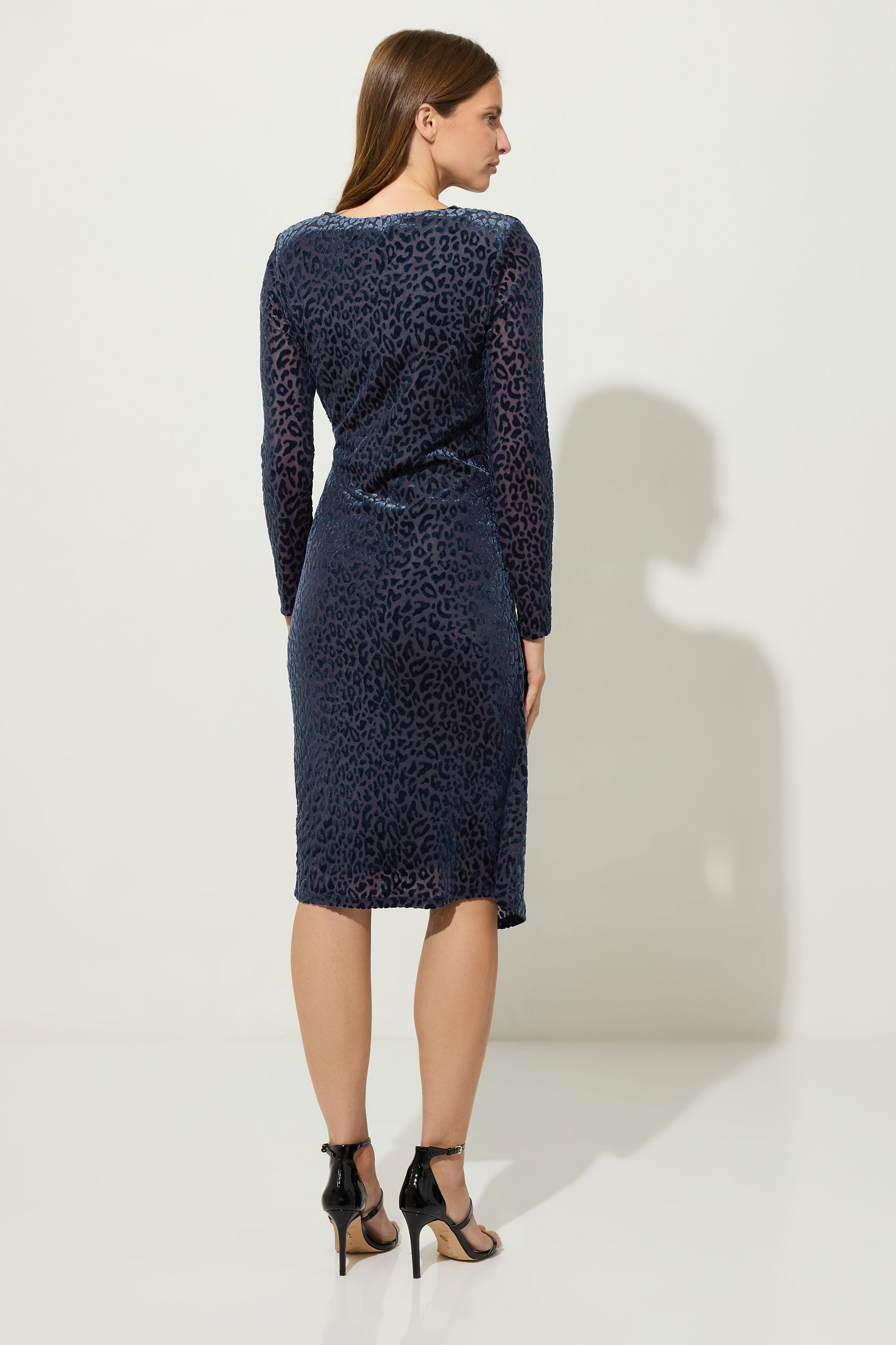 STAR Navy Blue Velvet Leopard Wrap Dress | StarByJM 4