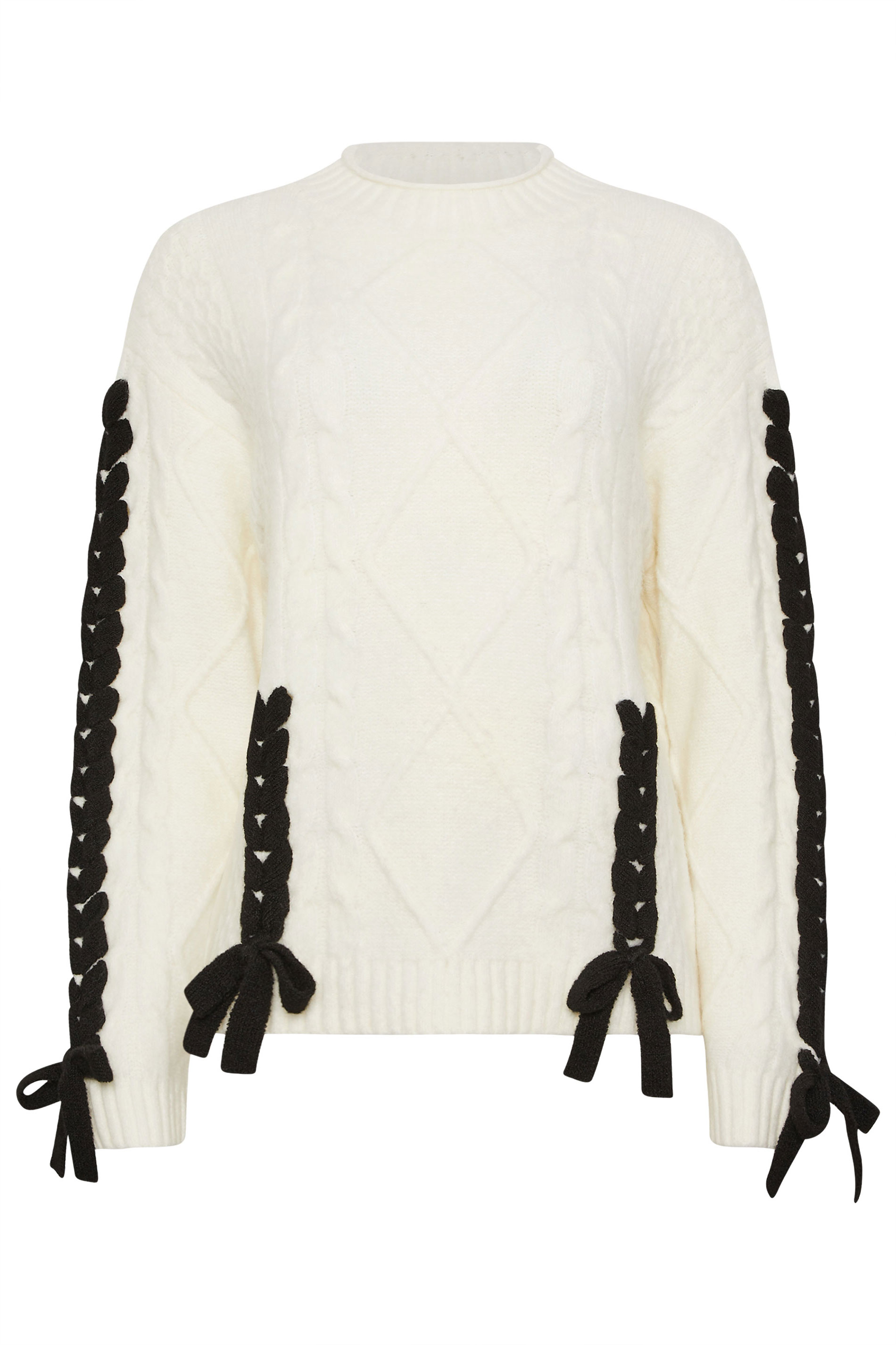 STAR Ivory White Contrast Trim Cable Knit Jumper | StarByJM 5