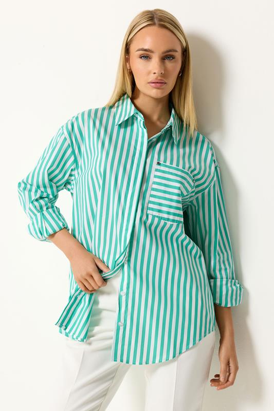 Women's Shirts & Blouses STAR Green Striped Long Sleeve Shirt