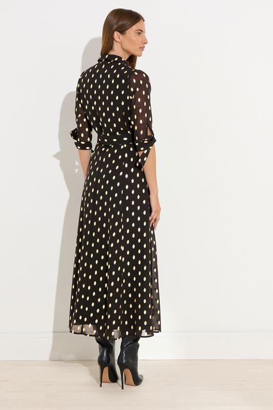 STAR Black Spot Print Belted Shirt Dress 4