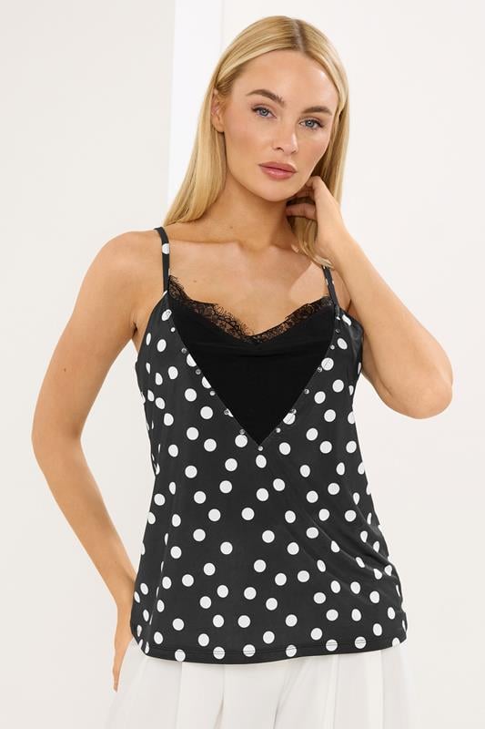 Women's Printed Tops STAR Black Polka Dot Print Cami Top