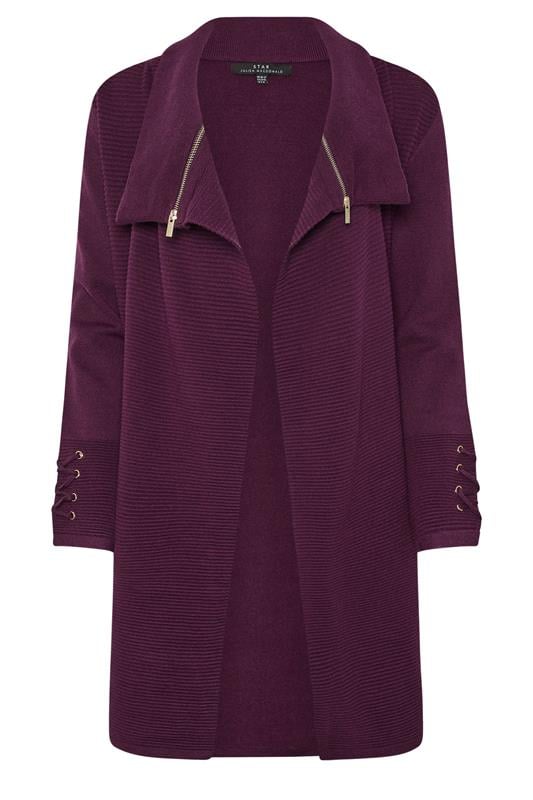 STAR Burgundy Red Zip Detail Cardigan | StayByJM 5