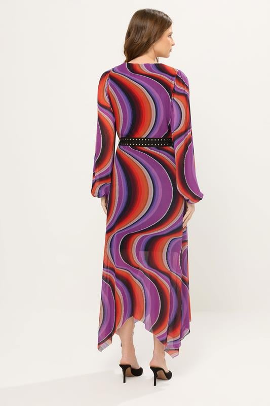 STAR Purple Abstract Mesh Pleated Maxi Dress | StarByJM 3
