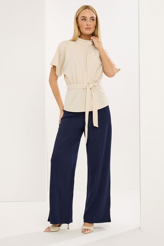 Women's Wide Leg Trousers STAR Navy Blue Seam Detail Wide Leg Trousers