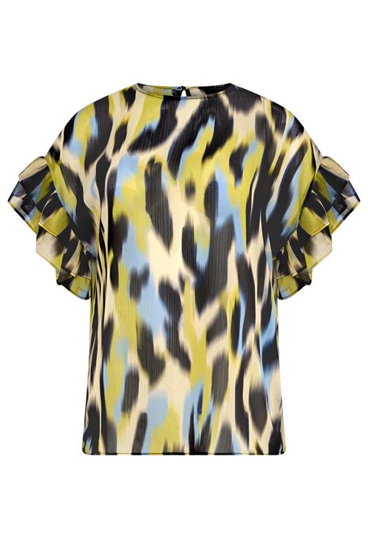 Women's Printed Tops STAR Yellow Floral Flute Sleeve Top