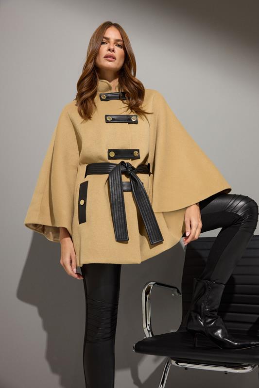 Women's Coats STAR Natural Brown Button Through Cape Coat