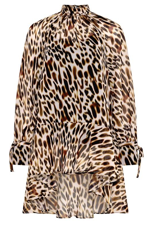 Women's Printed Tops STAR Brown Animal Print Dipped Hem Tunic Top