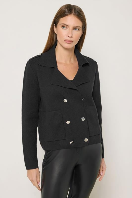 STAR Black Military Button Cardigan