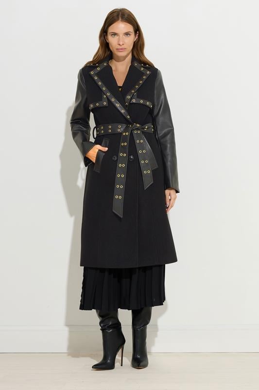 STAR Black Faux Leather Trim Coat | StarByJM 2