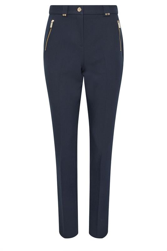 STAR Navy Blue Tailored Straight Leg Trousers | StarByJM 2