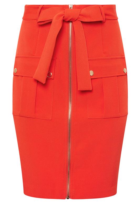 STAR Orange Zip Detail Belted Skirt 6