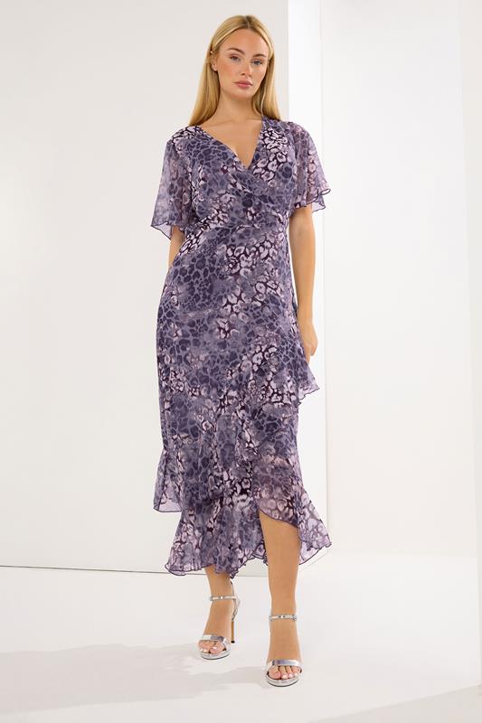 Women's Maxi Dresses STAR Purple Animal Tiered Wrap Dress