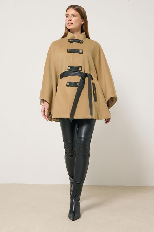 STAR Natural Brown Button Through Cape Coat | StarByJM 3