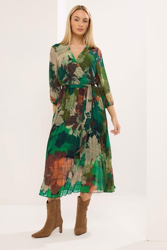 STAR Green Abstract Pleated Dress | StarByJM 1