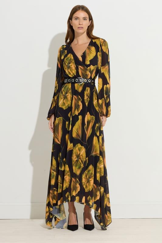 STAR Black Floral Mesh Pleated Maxi Dress | StarByJM 1