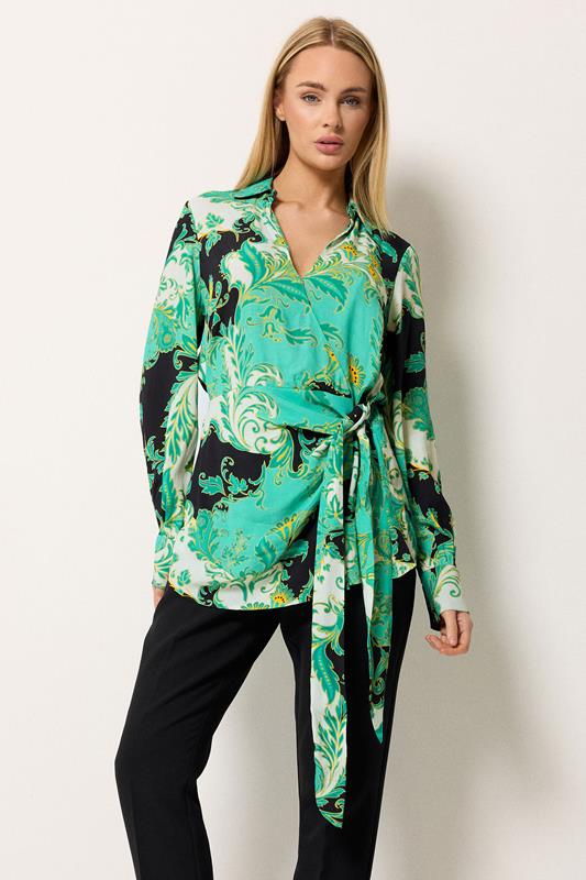 Women's Evening Tops STAR Green Printed Wrap Blouse