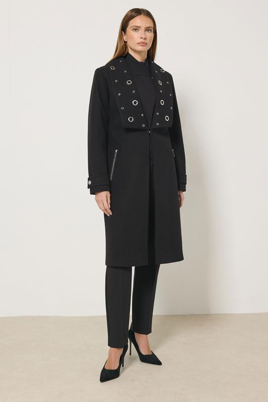 STAR Black Eyelet Collar Coat | StarByJM 3