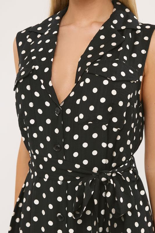 STAR Black Polka Dot Sleeveless Shirt Dress | StarByJM 4