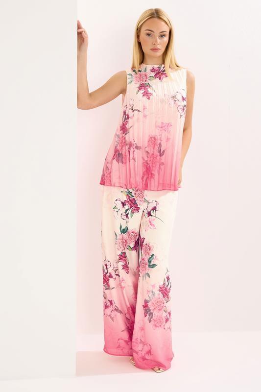 Women's Wide Leg Trousers STAR Pink Floral Wide Leg Trousers