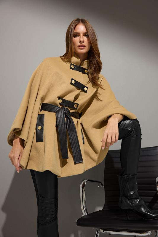 STAR Natural Brown Button Through Cape Coat | StarByJM 1