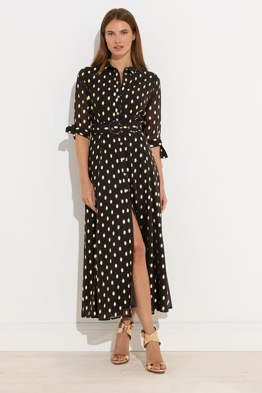 STAR Black Spot Print Belted Shirt Dress 2