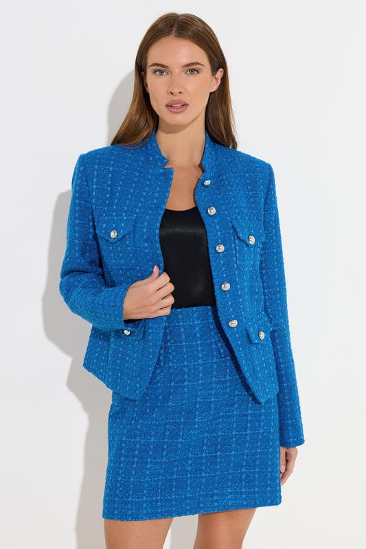 Women's Jackets STAR Blue Boucle Button Detail Jacket