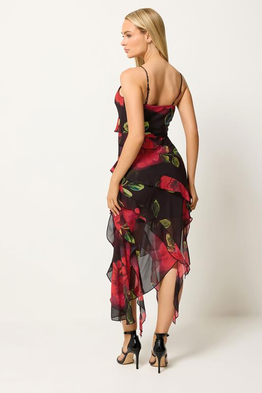 STAR Black Floral Ruffle Midi Dress | StarByJM 2