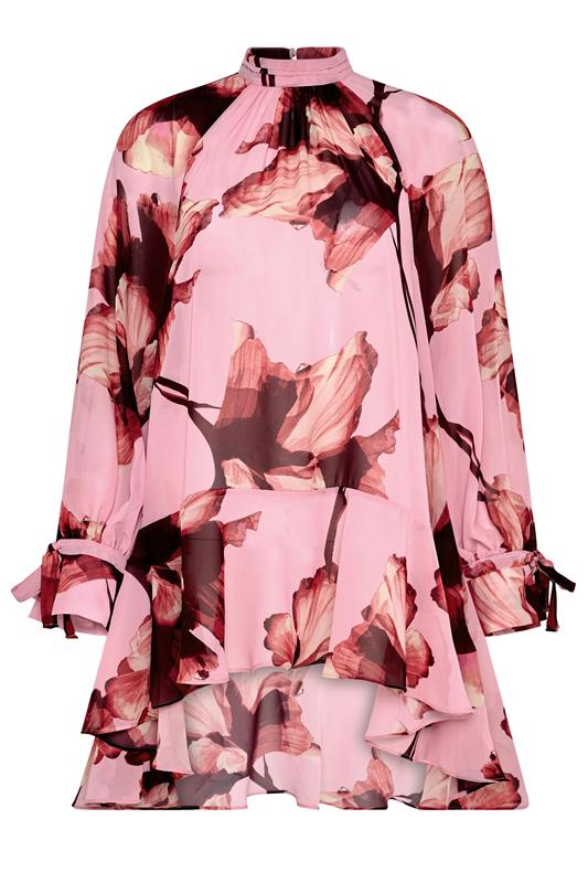 Women's Printed Tops STAR Pink Floral Print Dipped Hem Tunic Top