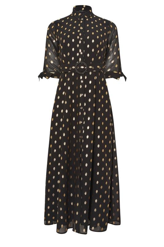 STAR Black Spot Print Belted Shirt Dress 6