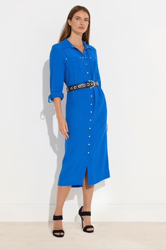 Women's Maxi Dresses STAR Blue Buckle Shirt Dress