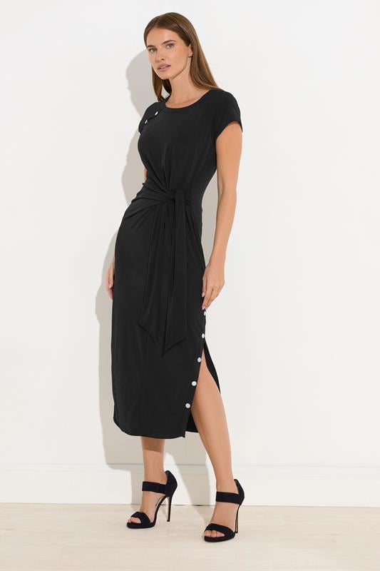 Women's Black Dresses STAR Black Popper Detail Midi Dress