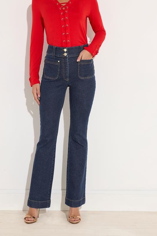 Women's Boyfriend Jeans STAR Blue Denim Kick Flare Jeans