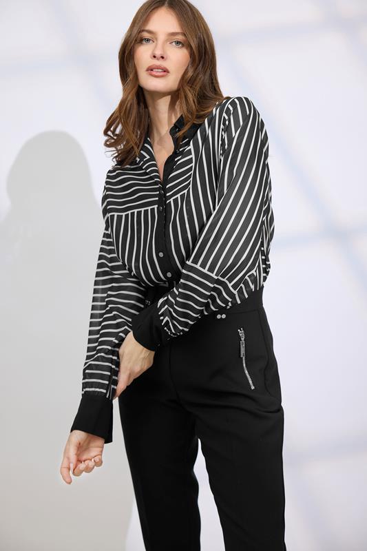 Women's Shirts & Blouses STAR Black Abstract Stripe Shirt