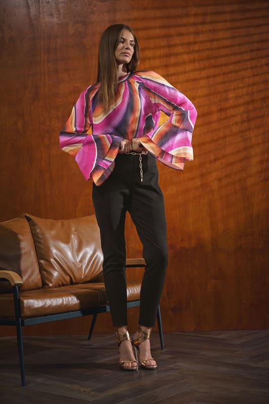 Women's Shirts & Blouses STAR Pink Abstract Flare Sleeve Blouse