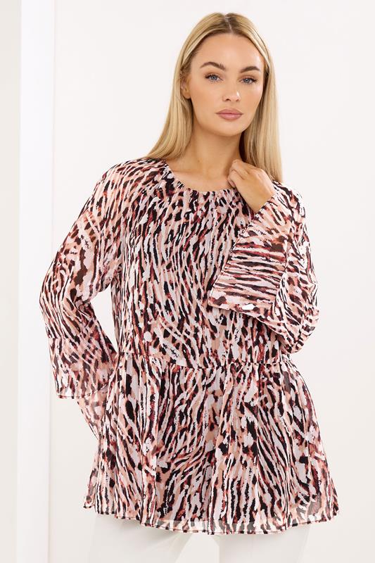 Women's Printed Tops STAR Orange Abstract Frill Sleeve Blouse