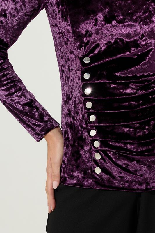 STAR Purple Velvet Button Detail Top | StarByJM 4