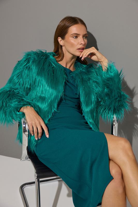 Women's Jackets STAR Green Faux Fur Coat