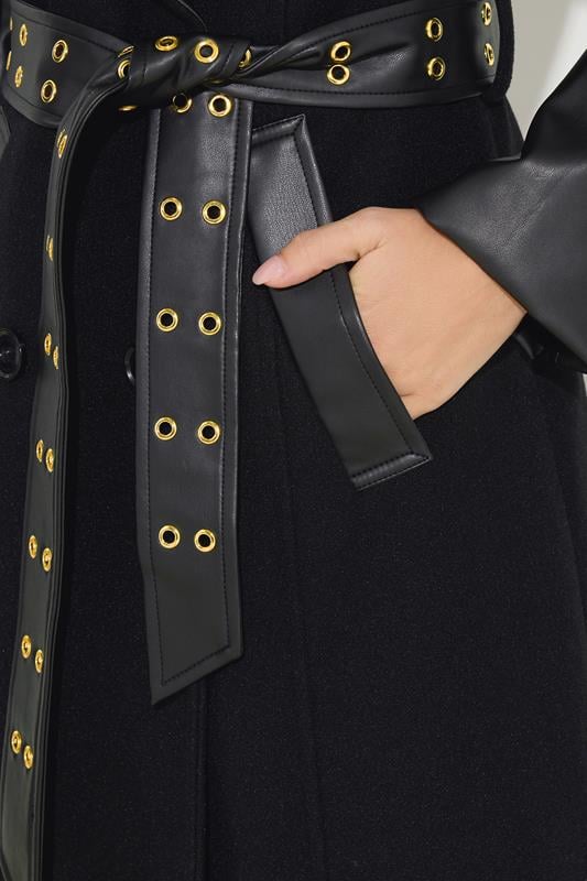 STAR Black Faux Leather Trim Coat | StarByJM 5