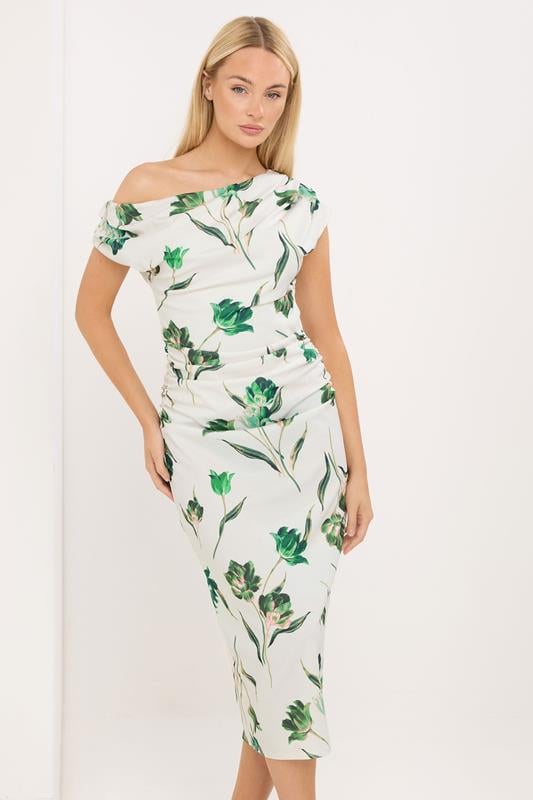 Women's Maxi Dresses STAR White Floral Draped Midi Dress