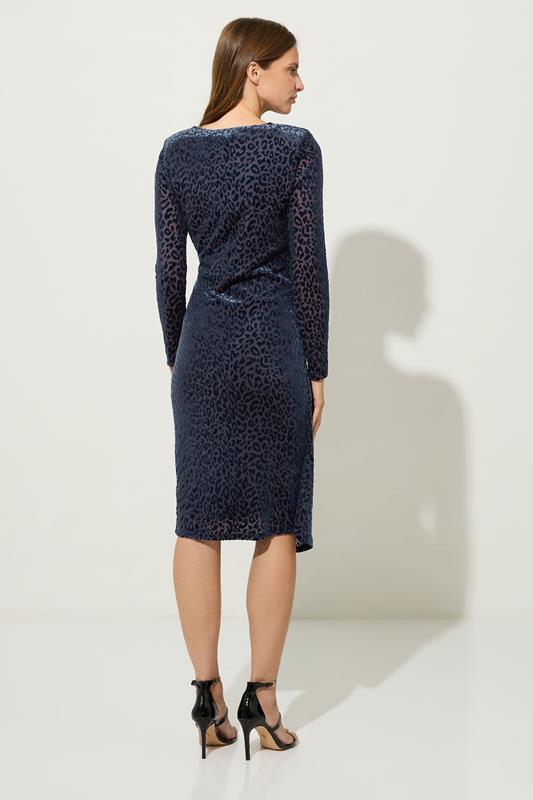 STAR Navy Blue Velvet Leopard Wrap Dress | StarByJM 4
