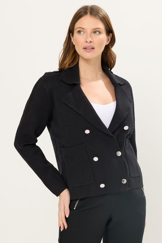 STAR Black Military Button Cardigan