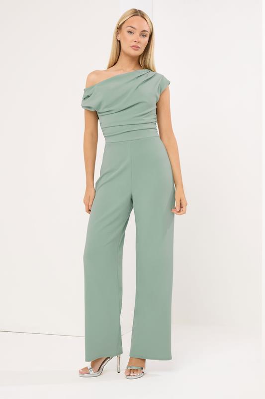 STAR Sage Green Wide Leg Draped Jumpsuit | StarBYJM 1