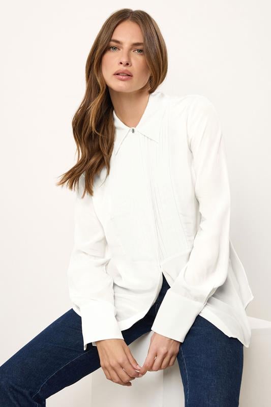 STAR White Pintuck Long Sleeve Shirt