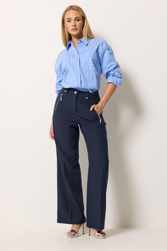 Women's Wide Leg Trousers STAR Navy Blue Tailored Wide Leg Trousers