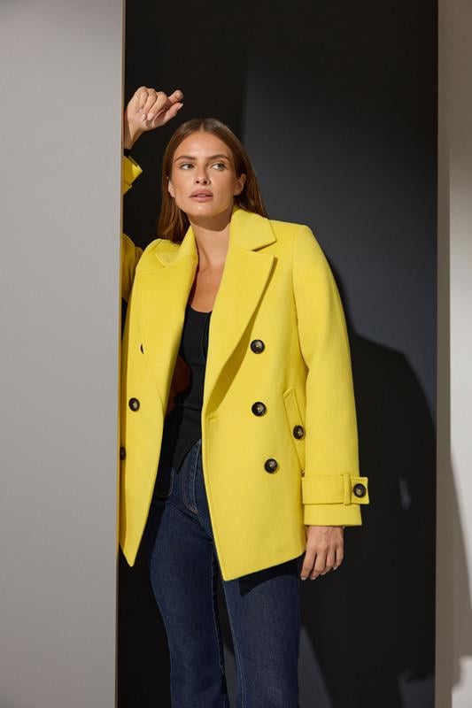 Women's Coats STAR Yellow Button Through Coat
