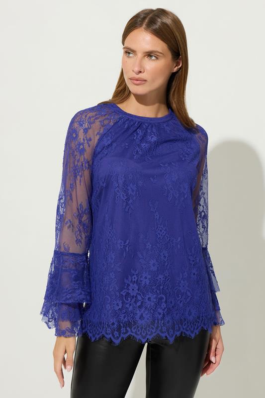 STAR Blue Lace Frill Sleeve Blouse | StarByJM 1